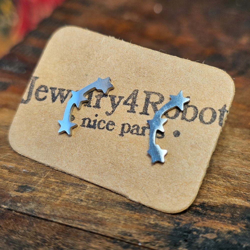 Silver Star Stainless Steel Stud Earrings Women OS Silver Celestial Minimalist